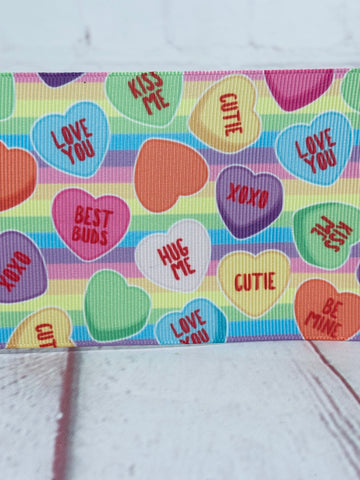 Conversation Hearts on Stripes