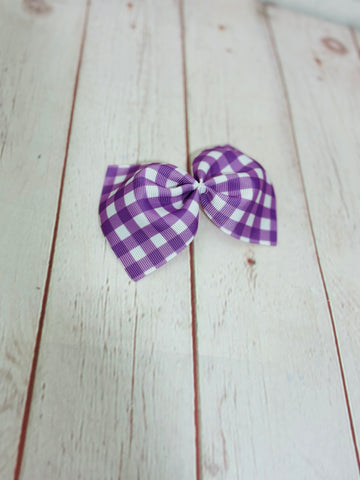 Purple gingham scrap bow