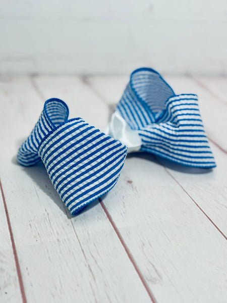 Blue stripe seersucker