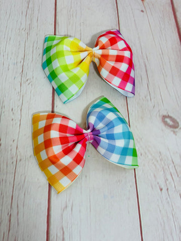 Colorful gingham piggies