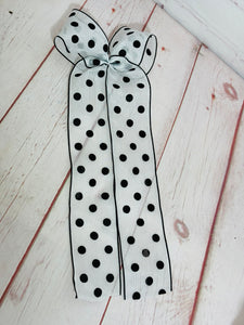 White mesh polka dot Macon bow
