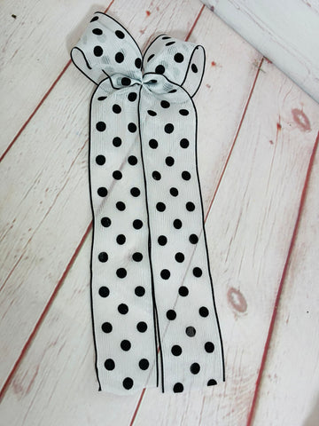 White mesh polka dot Macon bow