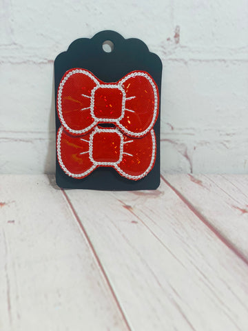 Red shiny glitter snap clips