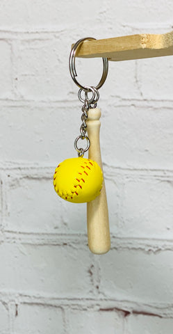 Softball bat keychain