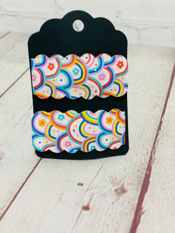 Pink rainbow snap clips