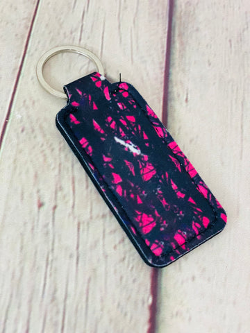 Square chapstick holder keychain