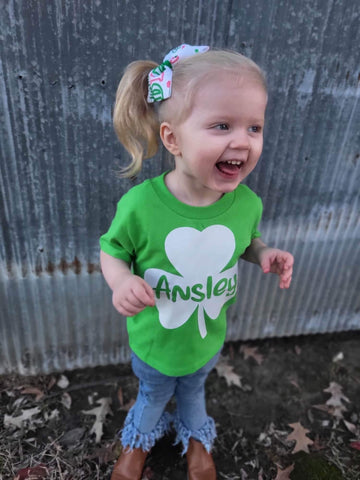 Green shamrock name Tee