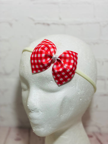 Red gingham mini on nylon