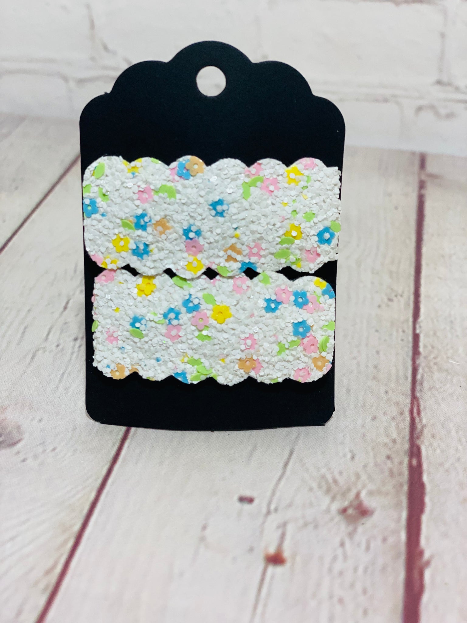 Pastel glitter flower snap clips