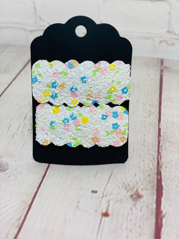 Pastel glitter flower snap clips