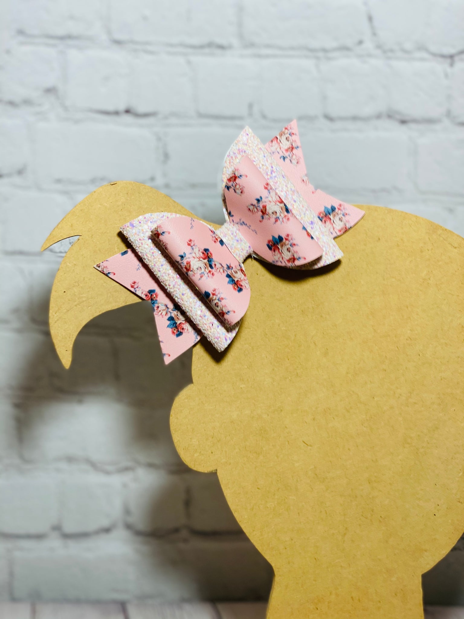 Pink floral leather
