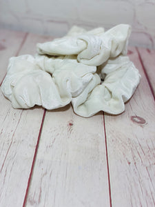 Pearl white velvet jumbo scrunchie
